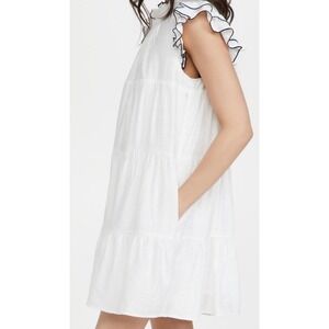 English Factory White Tiered Babydoll Mini Dress Ruffle Flutter Sleeve Y2K XS